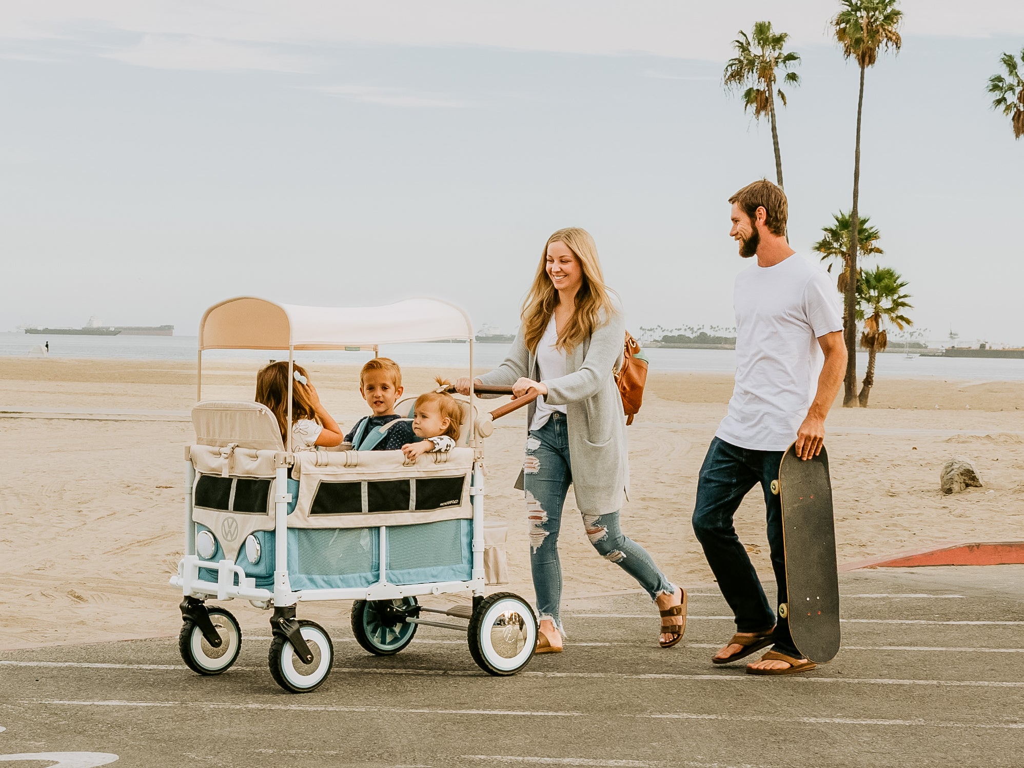 WonderFold W4 Volkswagen Stroller Wagon - Bondi Blue - WonderFold Wagons Australia