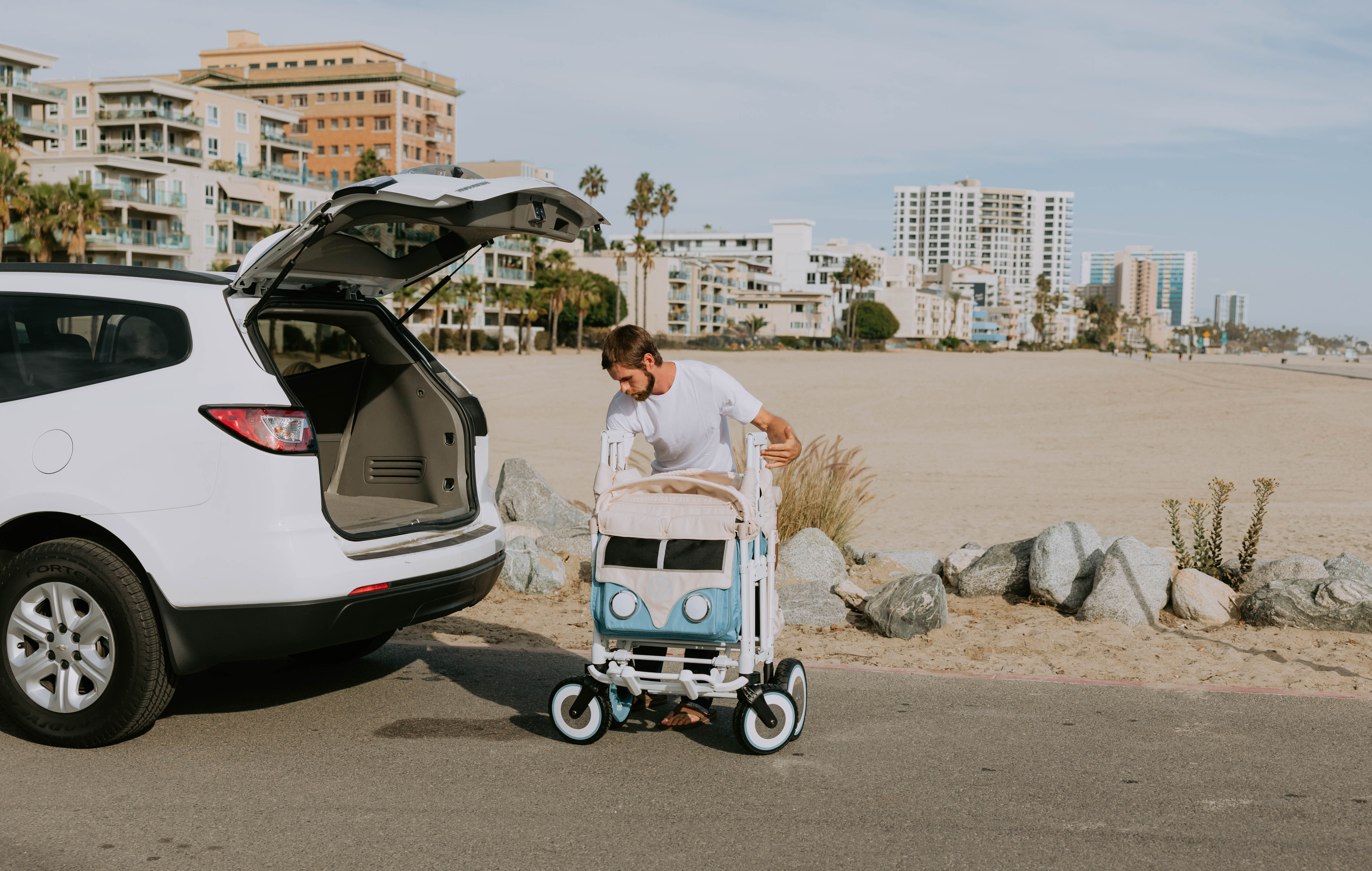 WonderFold W4 Volkswagen Stroller Wagon - Bondi Blue - WonderFold Wagons Australia