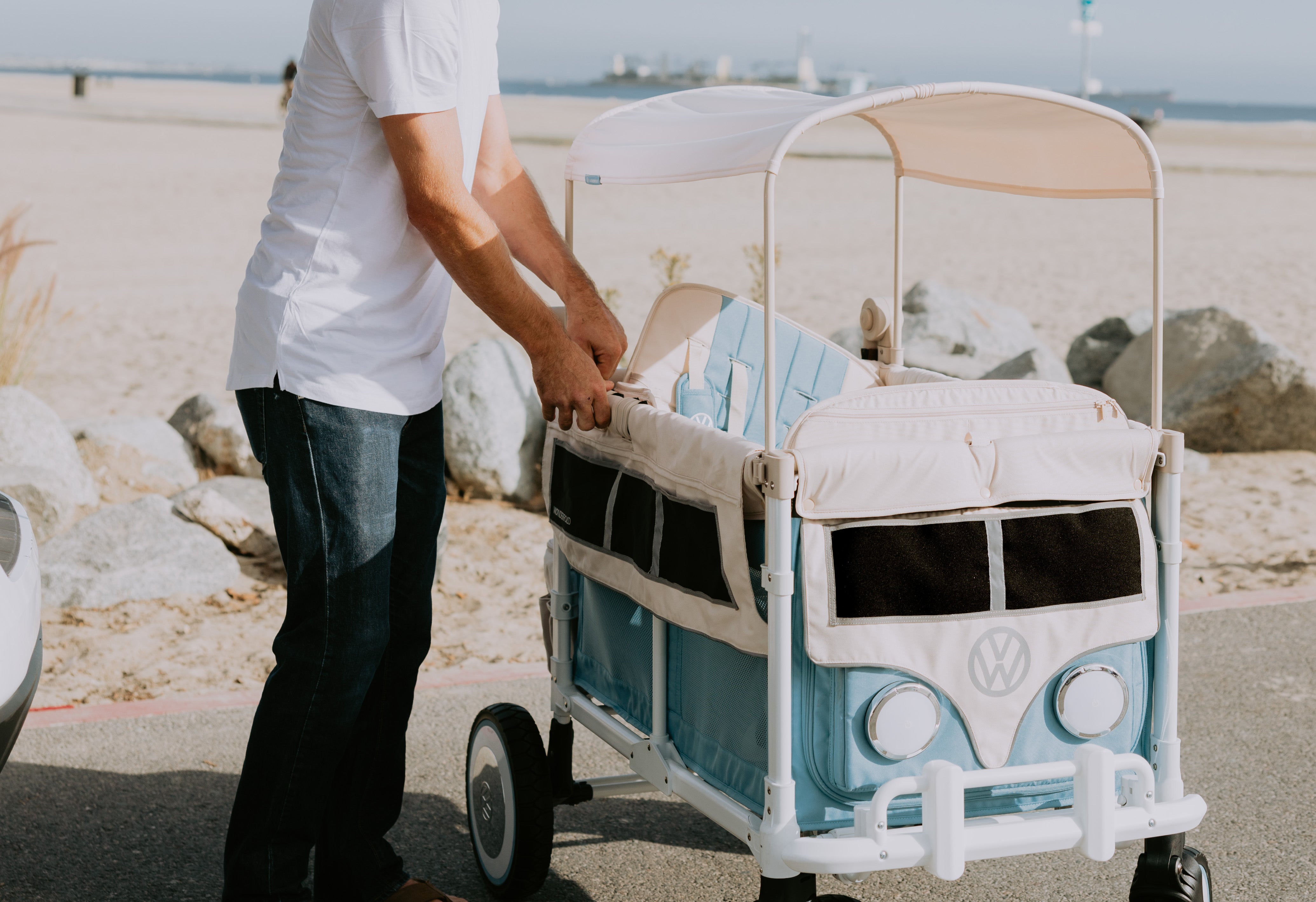 WonderFold W4 Volkswagen Stroller Wagon - Bondi Blue - WonderFold Wagons Australia