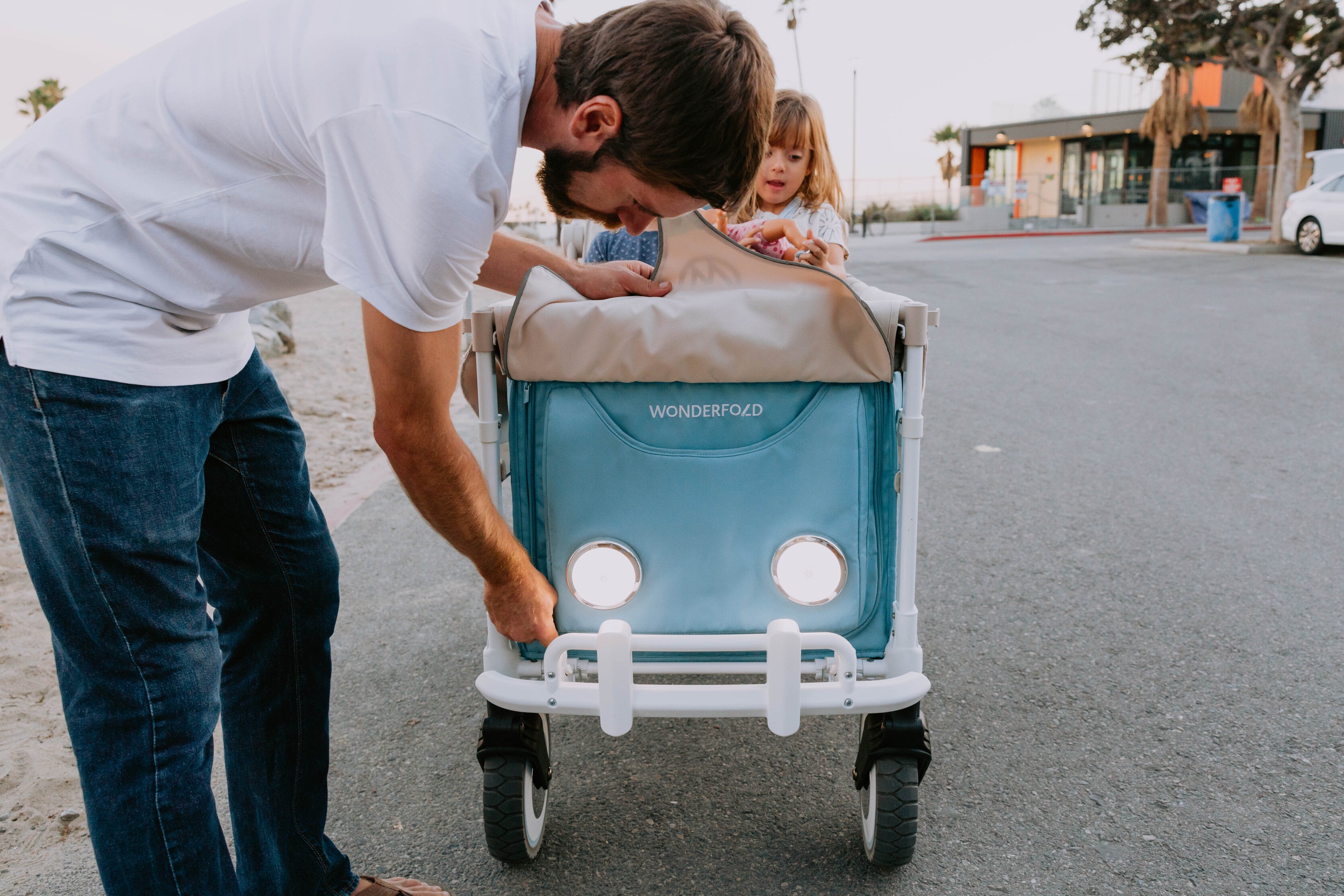 WonderFold W4 Volkswagen Stroller Wagon - Bondi Blue - WonderFold Wagons Australia
