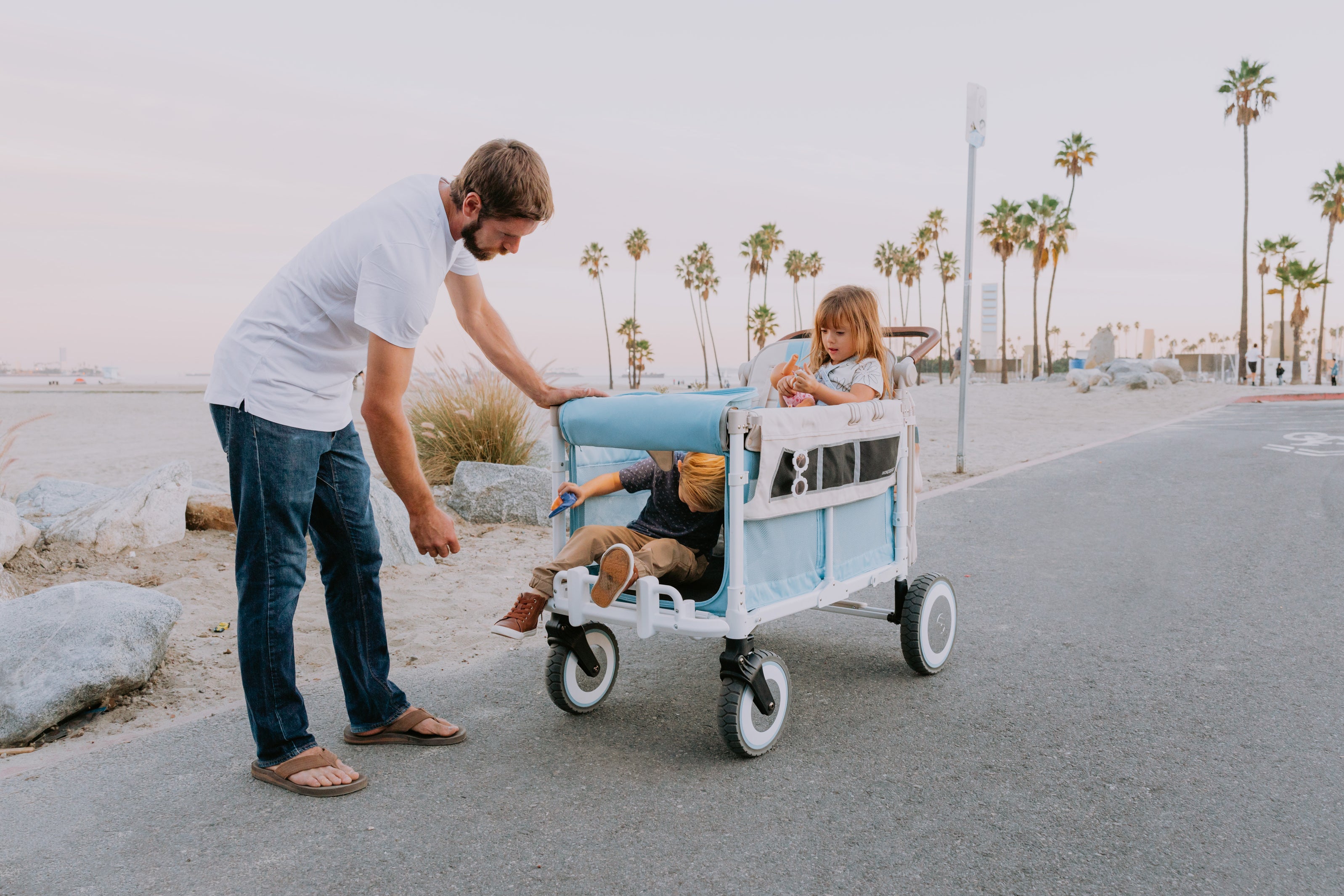 WonderFold W4 Volkswagen Stroller Wagon - Bondi Blue - WonderFold Wagons Australia