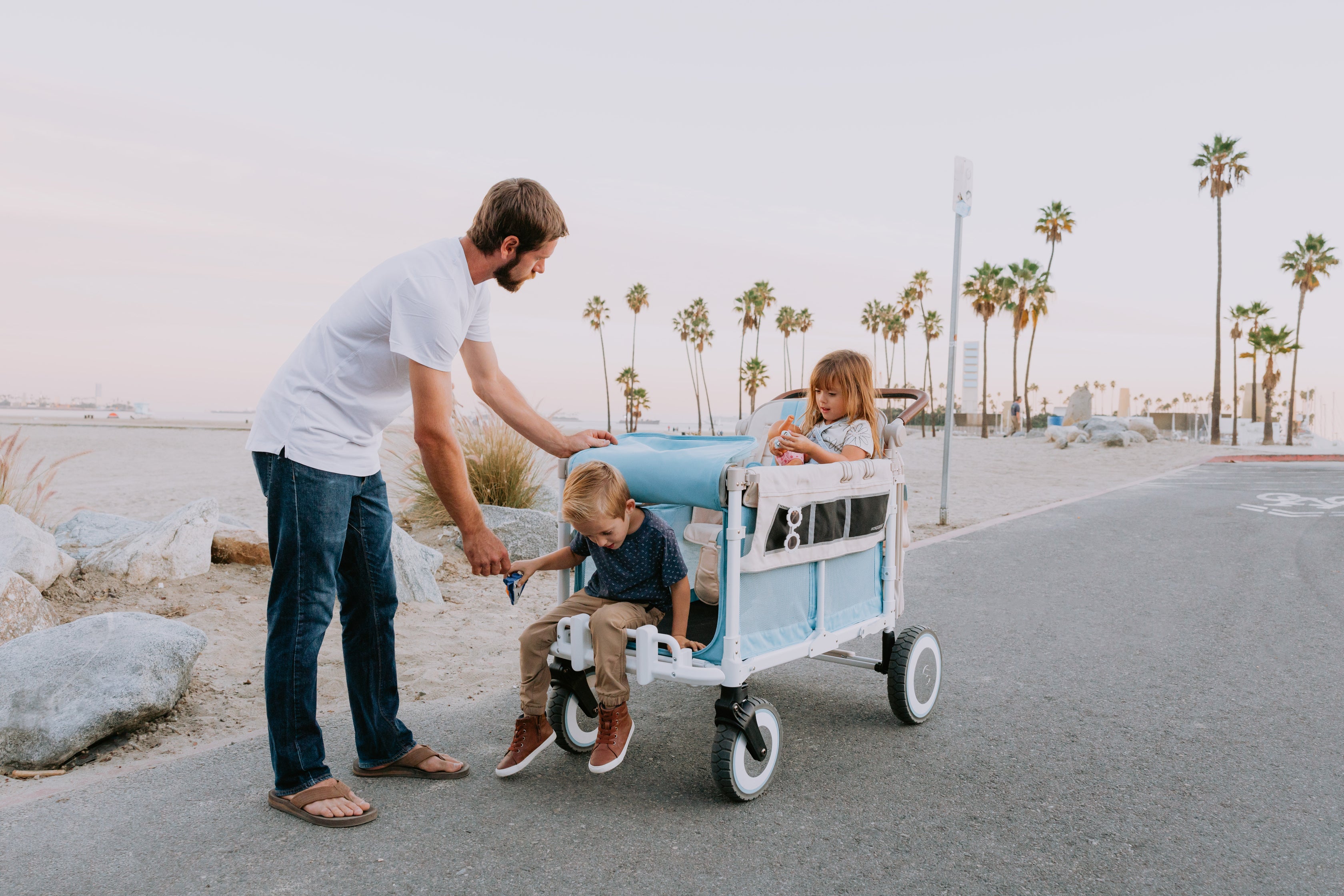 WonderFold W4 Volkswagen Stroller Wagon - Bondi Blue - WonderFold Wagons Australia