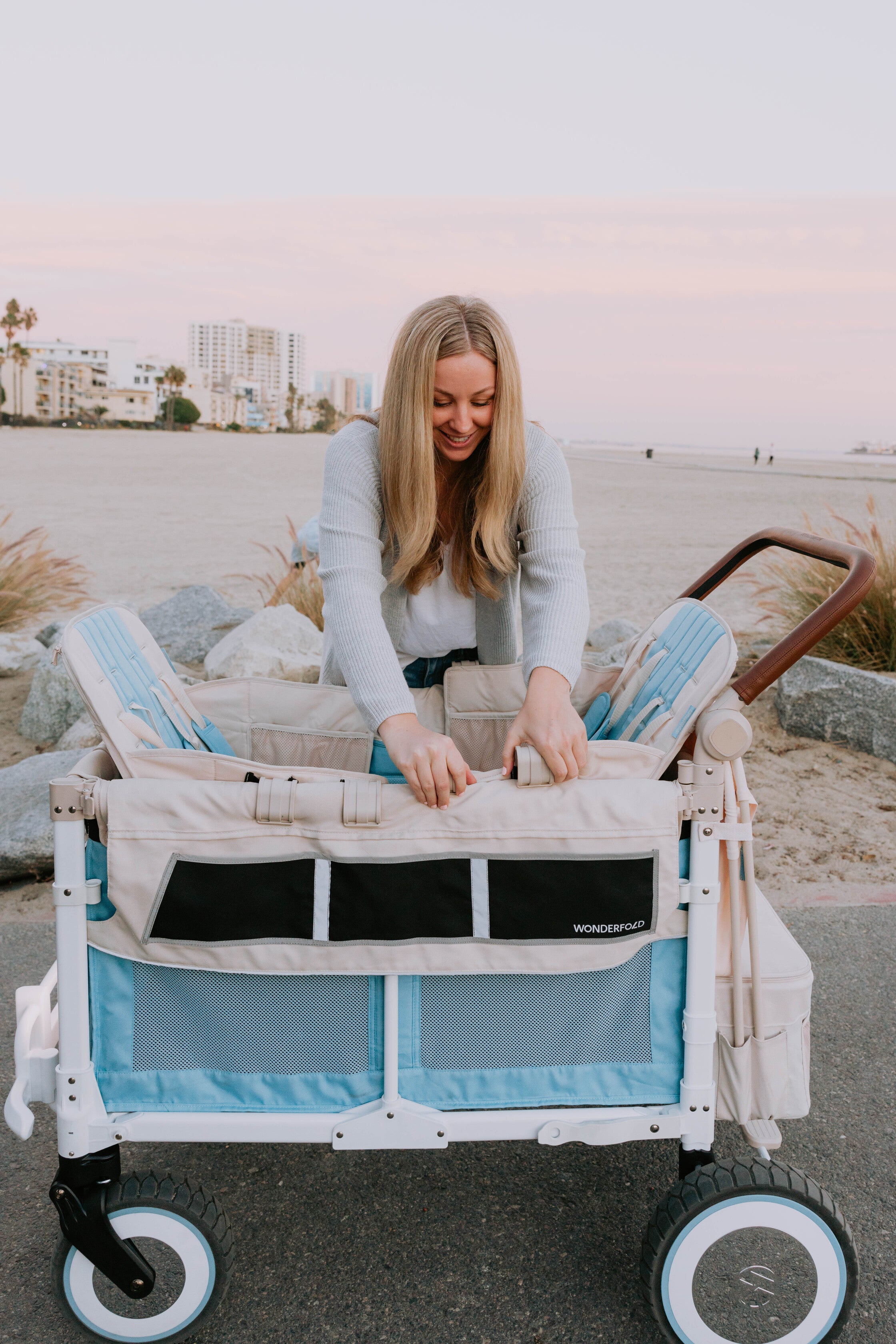 WonderFold W4 Volkswagen Stroller Wagon - Bondi Blue - WonderFold Wagons Australia