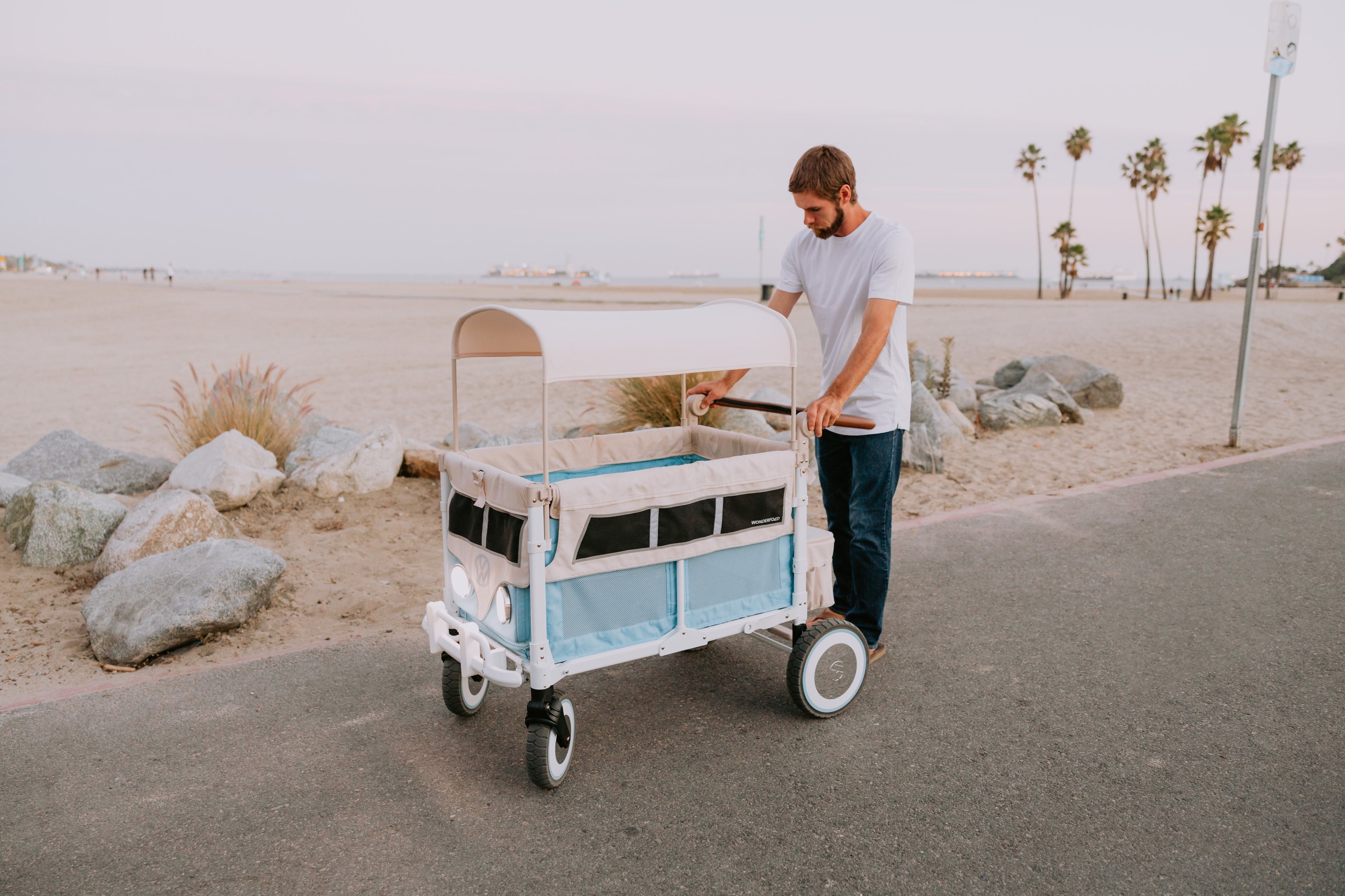 WonderFold W4 Volkswagen Stroller Wagon - Bondi Blue - WonderFold Wagons Australia
