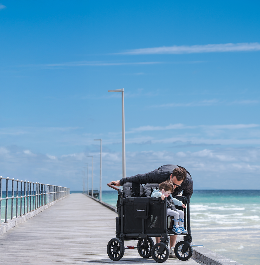WonderFold W2 Luxe Pro Stroller Wagon - Jet Black - WonderFold Wagons Australia