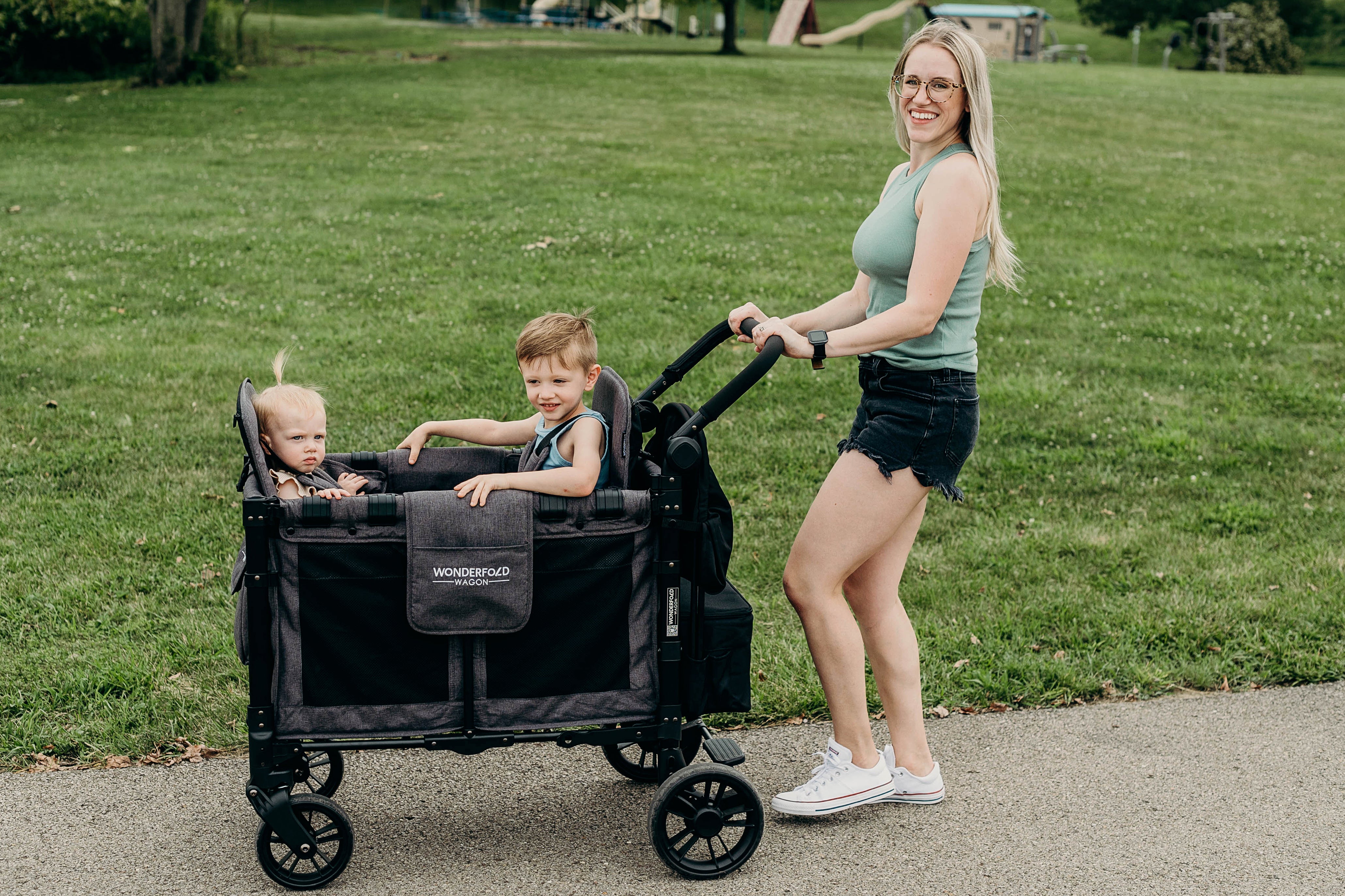 WonderFold W2 Elite Stroller Wagon - Charcoal Grey - WonderFold Wagons Australia
