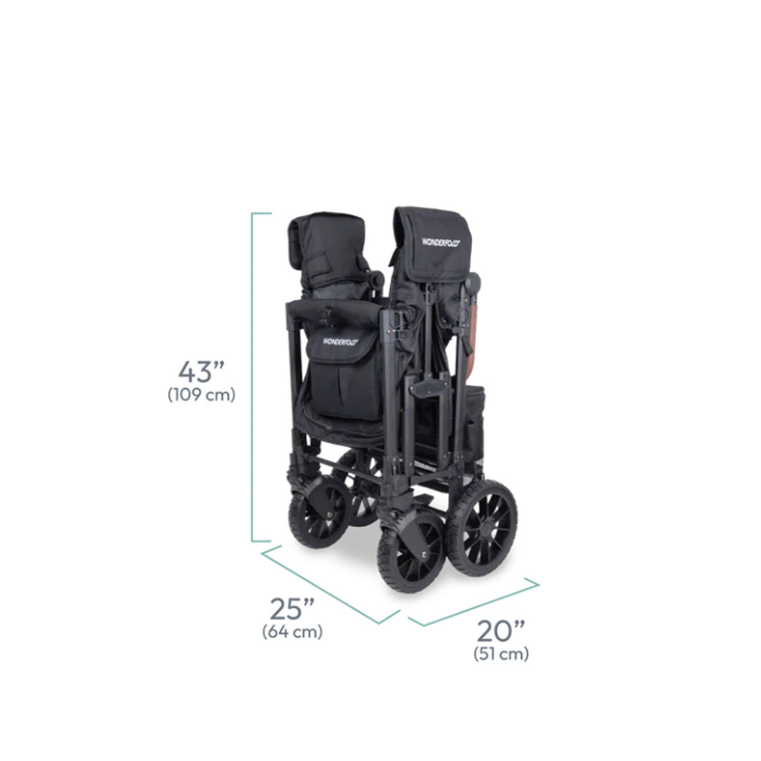 WonderFold W2 Luxe Pro Stroller Wagon - Jet Black