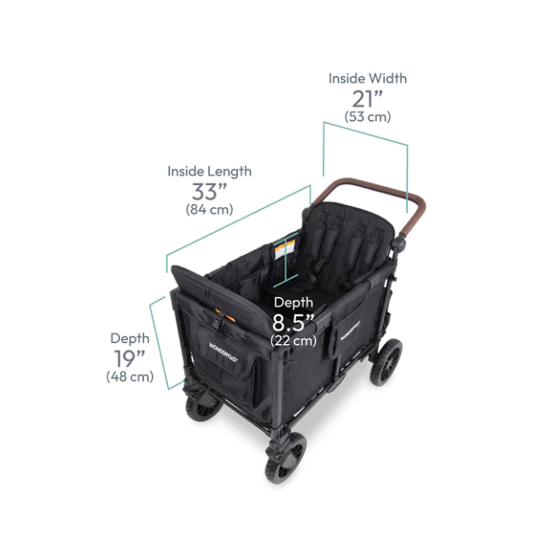 WonderFold W4 Luxe Pro Stroller Wagon - Jet Black