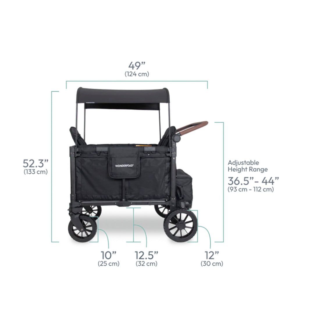 WonderFold W4 Luxe Pro Stroller Wagon - Jet Black
