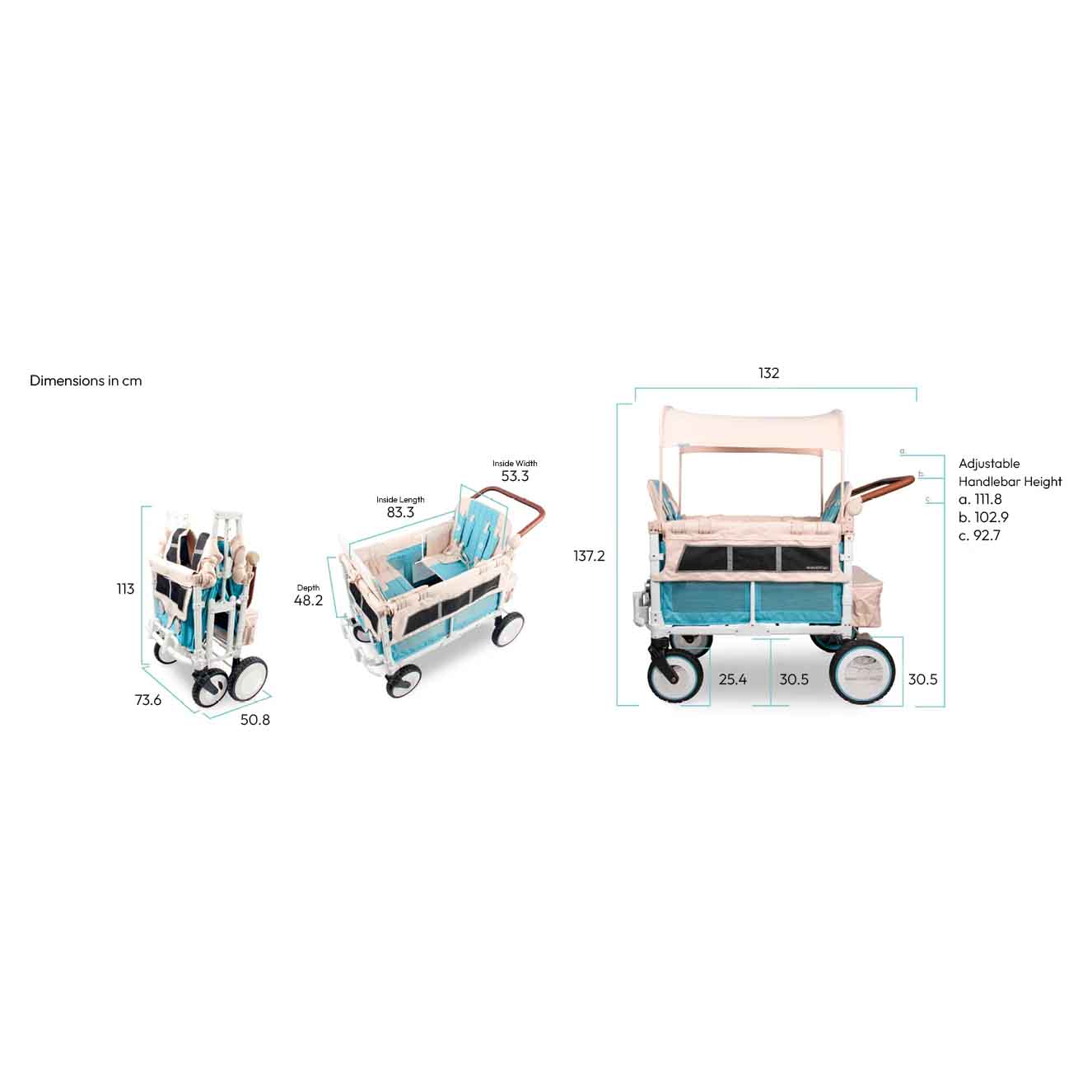 WonderFold W4 Volkswagen Stroller Wagon - Bondi Blue - WonderFold Wagons Australia