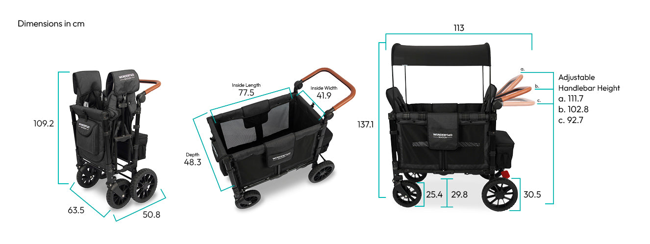 WonderFold W2 Luxe Stroller Wagon - Volcanic Black