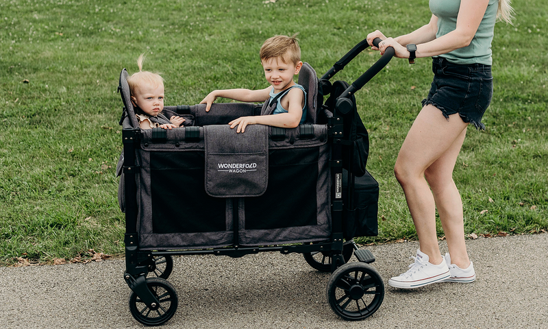 WonderFold W2 stroller wagon for two children