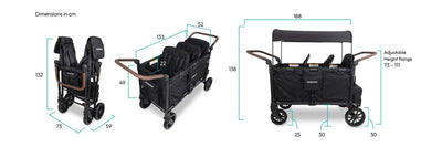 WonderFold W6 Luxe Pro Stroller Wagon - Jet Black