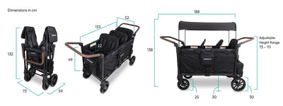 WonderFold W6 Luxe Pro Stroller Wagon - Jet Black