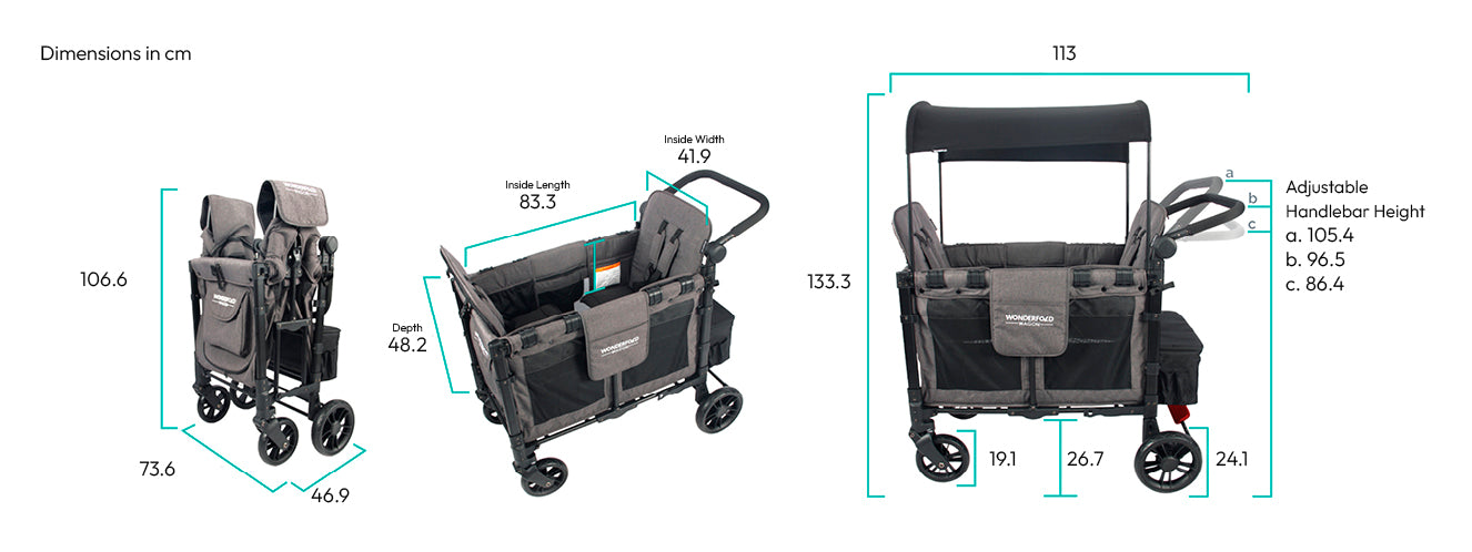 WonderFold W2 Elite Stroller Wagon - Charcoal Grey