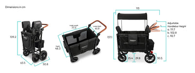 WonderFold W2 Luxe Stroller Wagon - Volcanic Black