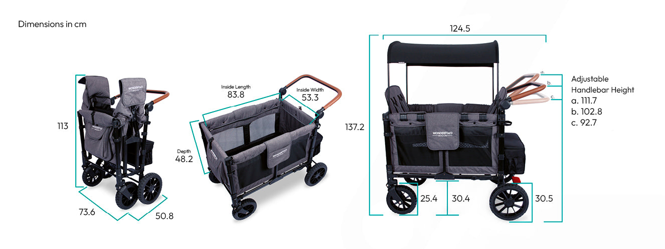 WonderFold W4 Luxe Stroller Wagon - Volcanic Black