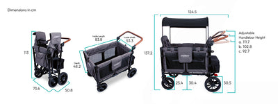 WonderFold W4 Luxe Stroller Wagon - Volcanic Black