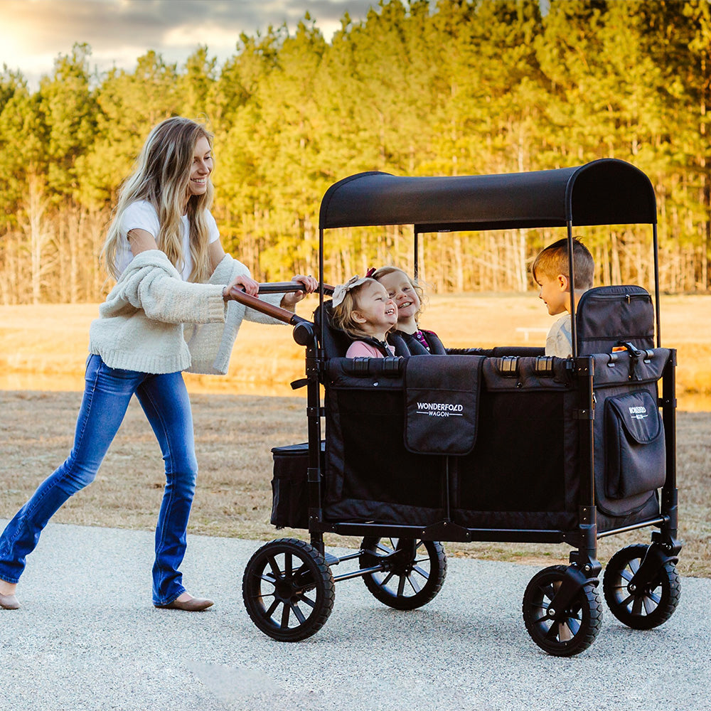 WonderFold W4 Luxe Stroller Wagon - Volcanic Black - WonderFold Wagons Australia