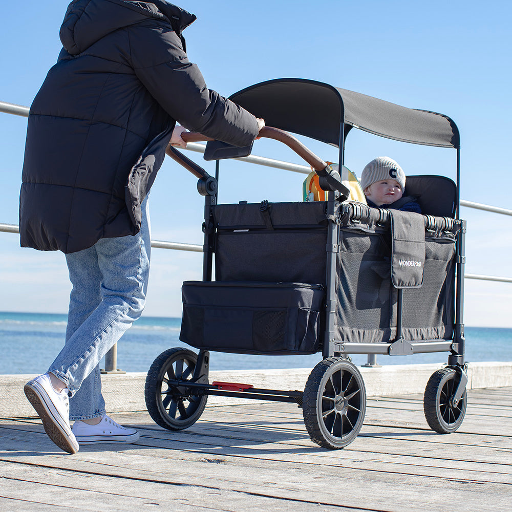 WonderFold W4 Luxe Stroller Wagon - Volcanic Black - WonderFold Wagons Australia