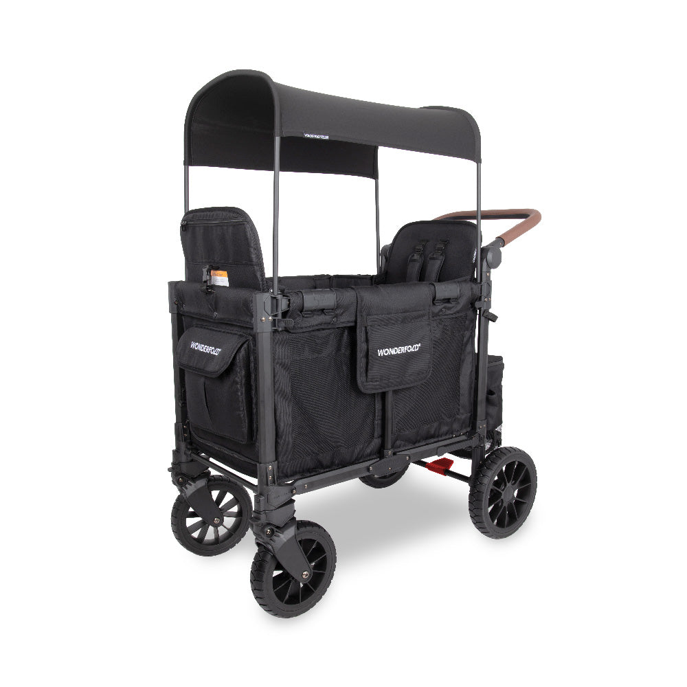 WonderFold W2 Luxe Pro Stroller Wagon - Jet Black - WonderFold Wagons Australia