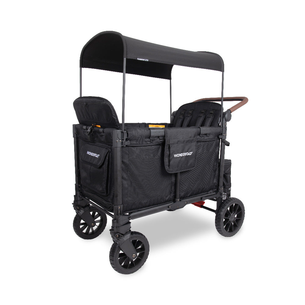 WonderFold W4 Luxe Pro Stroller Wagon - Jet Black - WonderFold Wagons Australia