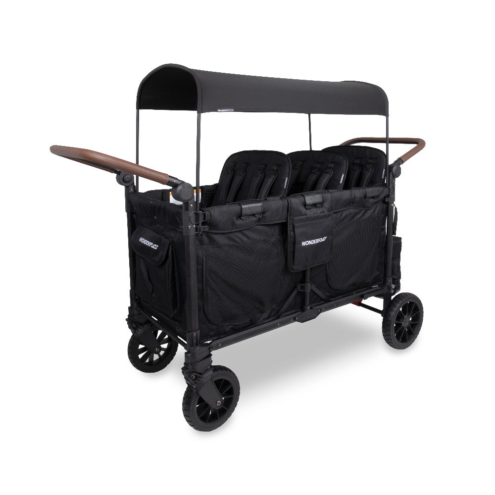 WonderFold W6 Luxe Pro Stroller Wagon - Jet Black - WonderFold Wagons Australia