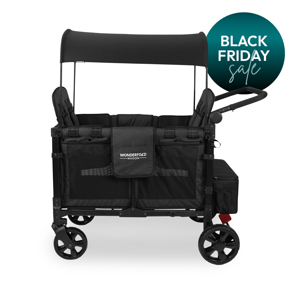 WonderFold W4 Elite Stroller Wagon - Volcanic Black