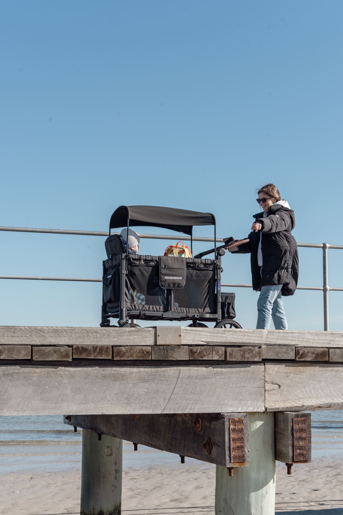 Winter walk on the pier with Cody